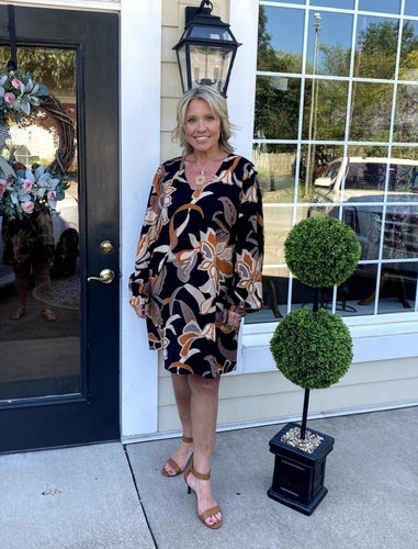 Chandler Fall Floral Bubble Sleeve Dress