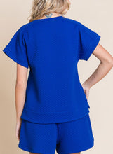 Load image into Gallery viewer, Cybil Textured Short Sleeve Top (Royal or Black)