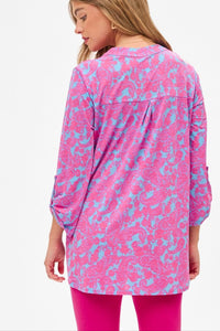 Tara Wrinkle Free Pink Paisley Top