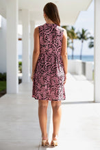 Load image into Gallery viewer, Lizzy Wrinkle Free Tiered Dress in Black &amp; Pink