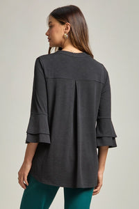 New Style! Black Bell Sleeve Lizzy Top