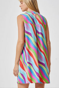 Mila Wrinkle Free Wavy Print Tank Dress