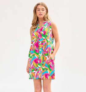 Mila Wrinkle Free Tank Dress in Multi