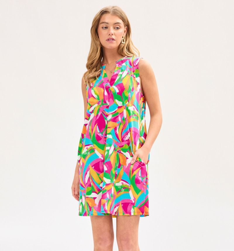 Mila Wrinkle Free Tank Dress in Multi