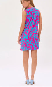 Mila Wrinkle Free Tank Dress in Magenta & Teal