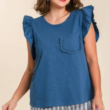 Load image into Gallery viewer, Nellie Ruffle Pocket Flutter Sleeve Top