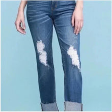 Load image into Gallery viewer, Preloved* Judy Blue Straight Fit Distressed Cuffed Jeans - 20W