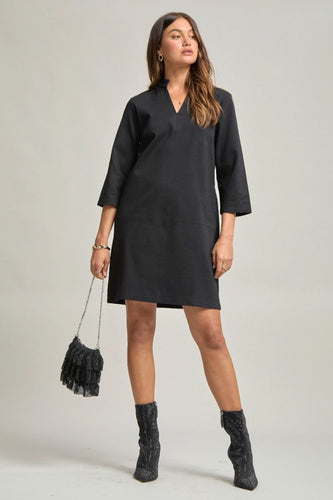 Billie Ponte Knit A-Line Dress in Black