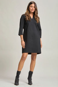 Billie Ponte Knit A-Line Dress in Black
