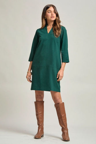 Billie Ponte Knit A-Line Dress in Emerald
