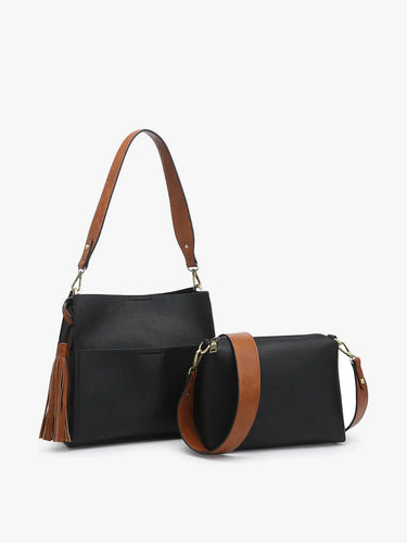 Lyla 2-in-1 Bucket Bag in Brown & Black