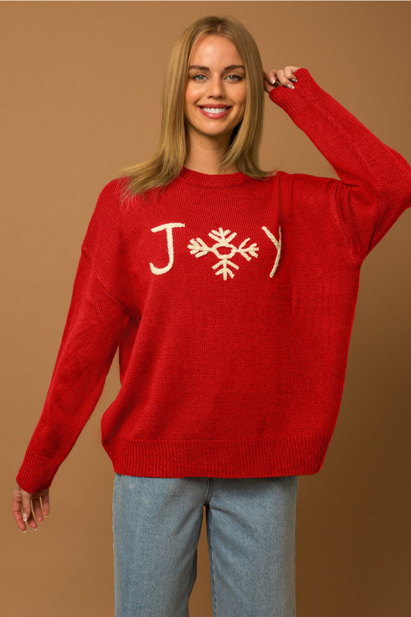 Joy Holiday Sweater in Red