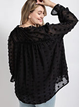 Load image into Gallery viewer, CeCe Black Swiss Dot Top in Black