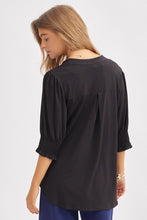 Load image into Gallery viewer, Carolann Smocked Top in Black