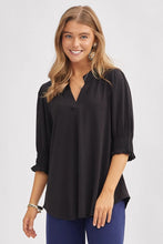 Load image into Gallery viewer, Carolann Smocked Top in Black