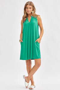 Mila Wrinkle Free Tank Dress in Kelly Green