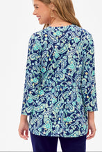 Load image into Gallery viewer, New Style! Paisley Wrinkle Free Empire Top in Royal