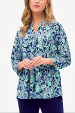 Load image into Gallery viewer, New Style! Paisley Wrinkle Free Empire Top in Royal
