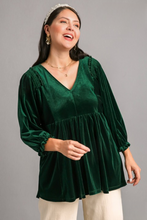 Load image into Gallery viewer, Joan V-Neck Velvet Tunic in Evergreen