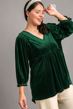 Load image into Gallery viewer, Joan V-Neck Velvet Tunic in Evergreen