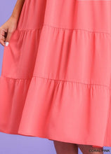 Load image into Gallery viewer, Edie Collared Tiered Dress in Coral