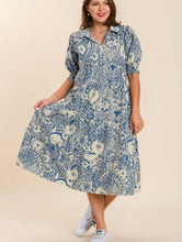 Load image into Gallery viewer, RESTOCKED! Cera Blue Floral Print Midi Dress
