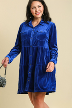 Load image into Gallery viewer, Elizabeth Royal Blue Tiered Velvet Dress