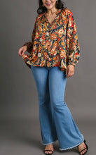 Load image into Gallery viewer, Restocked! Dolly Satin Paisley Ruffle Neck Top