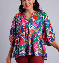 Load image into Gallery viewer, Michaela Tropical Print Puff Sleeve Top