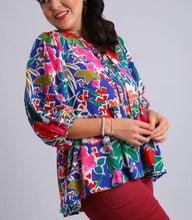 Load image into Gallery viewer, Michaela Tropical Print Puff Sleeve Top