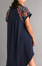 Load image into Gallery viewer, Skylar Navy Embroidered Sleeve Dress
