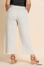 Load image into Gallery viewer, Ashley Frayed Hem Linen Blend Pants in Oatmeal