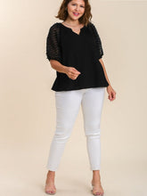 Load image into Gallery viewer, Restocked! Serena Textured Puff Sleeve Top in Black