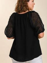 Load image into Gallery viewer, Restocked! Serena Textured Puff Sleeve Top in Black