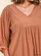 Load image into Gallery viewer, Samantha Dot Embroidered V-Neck Top in Apricot