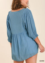 Load image into Gallery viewer, Samantha Dot Embroidered V-Neck Top in Azure