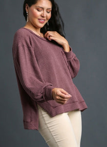 Restocked! Sophie Waffle Knit Balloon Sleeve Top