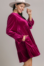 Load image into Gallery viewer, Keeley Velvet Tiered Dress in Raspberry