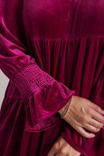 Load image into Gallery viewer, Keeley Velvet Tiered Dress in Raspberry