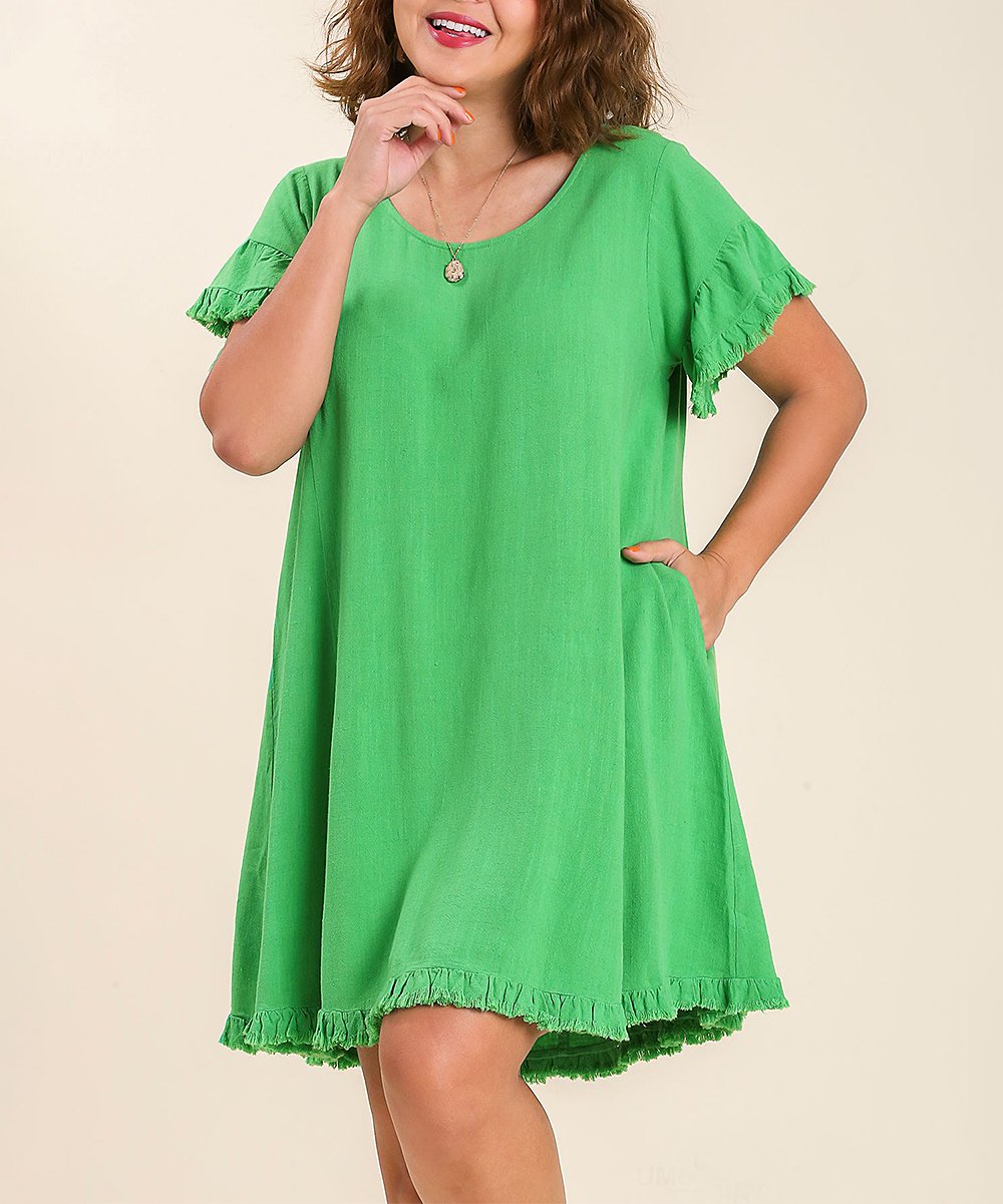 Saylor Linen Blend Ruffle Trim Dress (3 Colors)