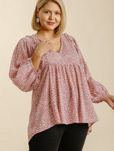 Load image into Gallery viewer, Kamryn Animal Print Smocked Babydoll Top in Mauve