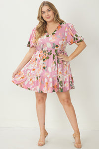 Ashton Pink Floral Tiered Dress