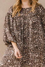 Load image into Gallery viewer, Elizabeth Leopard Balloon Sleeve Babydoll dress