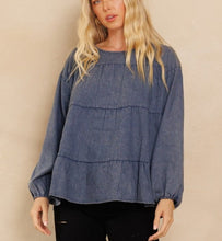 Load image into Gallery viewer, Elle Tiered Denim Top