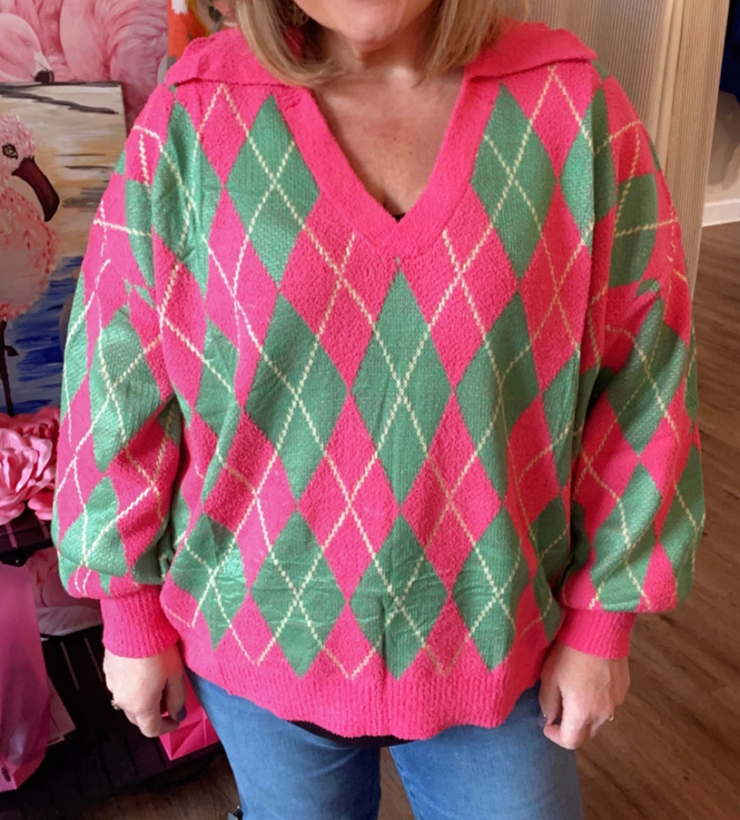 Leah Argyle Collared Sweater