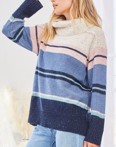 Nina Cowl Neck Striped Sweater