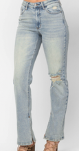 Load image into Gallery viewer, Style Crush Distressed Bootcut with Slit Hem Jeans