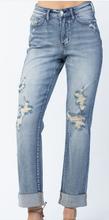 Load image into Gallery viewer, Double Cuff Distressed Boyfriend Jeans