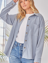 Load image into Gallery viewer, Brianna Blue Corduroy Button Up Top