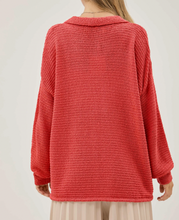 Load image into Gallery viewer, Hailey Half Button Ribbed Sweater